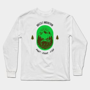 Grizzly Mountain Hunt Camp Fish - Green Long Sleeve T-Shirt